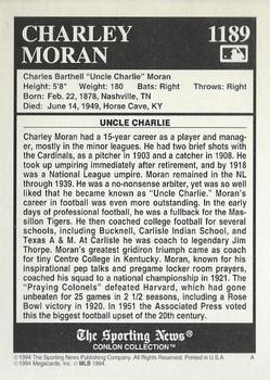 1994 Conlon Collection TSN #1189 Charley Moran Back
