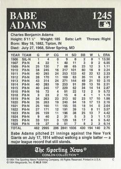 1994 Conlon Collection TSN #1245 Babe Adams Back