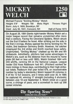 1994 Conlon Collection TSN #1250 Mickey Welch Back