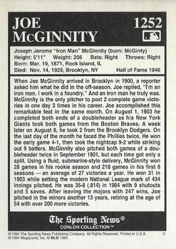 1994 Conlon Collection TSN #1252 Joe McGinnity Back