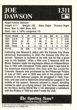1994 Conlon Collection TSN #1311 Joe Dawson Back