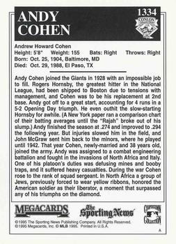 1995 Conlon Collection TSN #1334 Andy Cohen Back