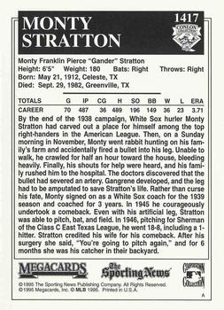 1995 Conlon Collection TSN #1417 Monty Stratton Back