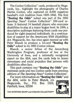 1995 Conlon Collection TSN #NNO Beating the Odds. Conlon Collection. 1995 Edition. In support of the Americans with Disabilities Act Back