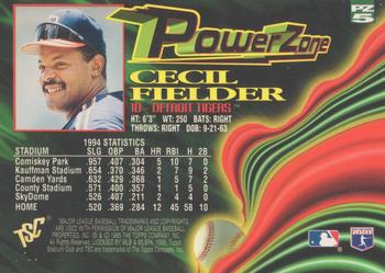 1995 Stadium Club - Power Zone #PZ5 Cecil Fielder Back