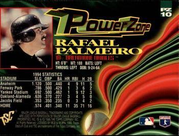 1995 Stadium Club - Power Zone #PZ10 Rafael Palmeiro Back