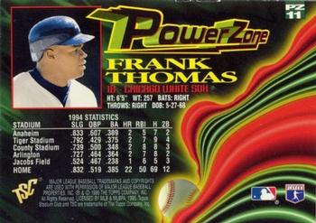 1995 Stadium Club - Power Zone #PZ11 Frank Thomas Back