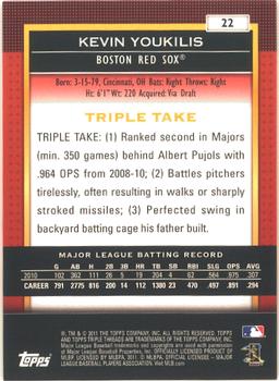 2011 Topps Triple Threads #22 Kevin Youkilis Back