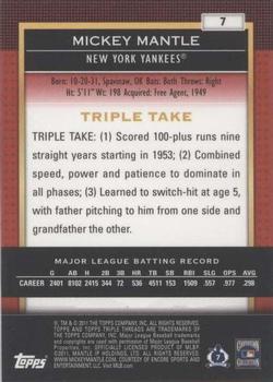 2011 Topps Triple Threads #7 Mickey Mantle Back