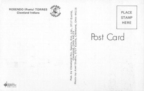 1973 Cleveland Indians Postcards #NNO Rusty Torres Back