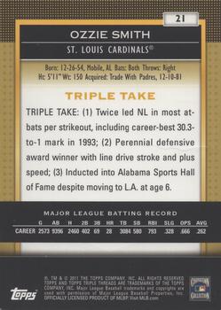 2011 Topps Triple Threads - Gold #21 Ozzie Smith Back