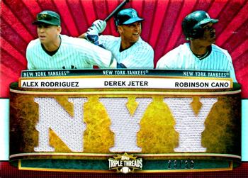 2011 Topps Triple Threads - Relic Combos #TTRC-1 Alex Rodriguez / Derek Jeter / Robinson Cano Front