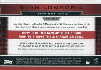 2011 Topps Triple Threads - Relics #TTR-53 Evan Longoria Back
