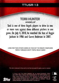 2011 Topps Triple Threads - Unity Relics #TTUSR-13 Torii Hunter Back