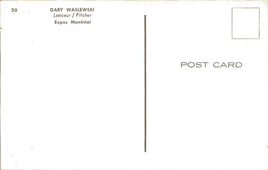 1969 Montreal Expos Postcards #20 Gary Waslewski Back