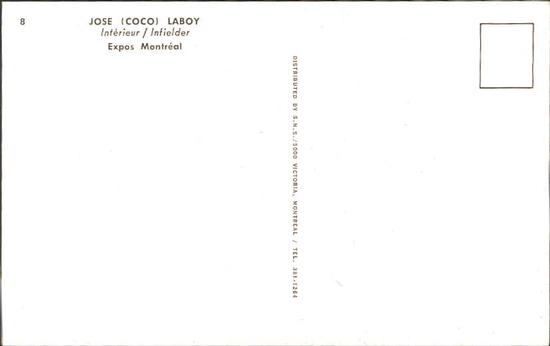 1969 Montreal Expos Postcards #8 Jose Laboy Back
