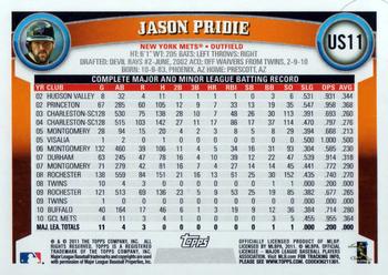 2011 Topps Update #US11 Jason Pridie Back