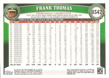 2011 Topps Update #US42 Frank Thomas Back