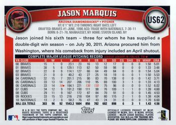 2011 Topps Update #US62 Jason Marquis Back