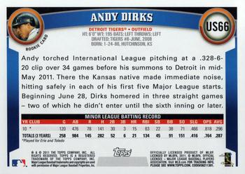 2011 Topps Update #US66 Andy Dirks Back