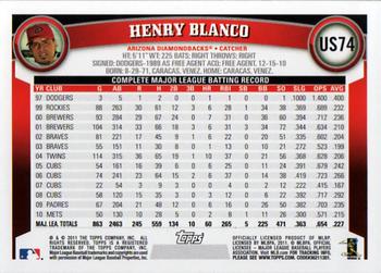 2011 Topps Update #US74 Henry Blanco Back