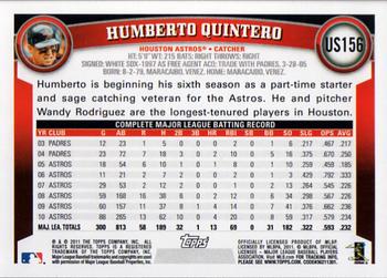 2011 Topps Update #US156 Humberto Quintero Back