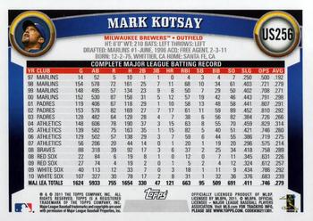 2011 Topps Update #US256 Mark Kotsay Back