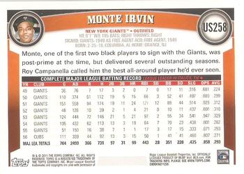 2011 Topps Update #US258 Monte Irvin Back