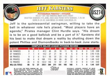 2011 Topps Update #US274 Jeff Karstens Back