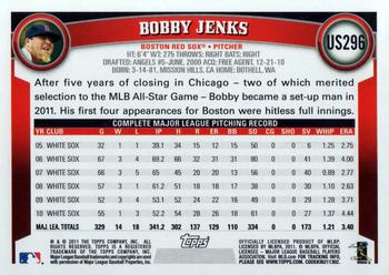 2011 Topps Update #US296 Bobby Jenks Back