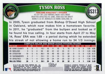 2011 Topps Update #US313 Tyson Ross Back