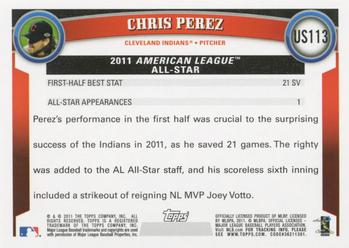 2011 Topps Update #US113 Chris Perez Back