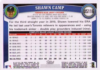 2011 Topps Update #US116 Shawn Camp Back