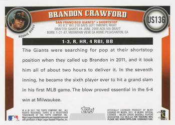 2011 Topps Update #US136 Brandon Crawford Back