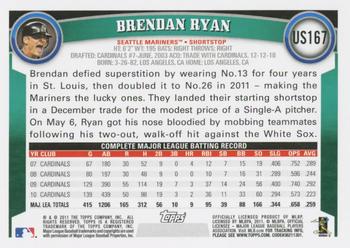 2011 Topps Update #US167 Brendan Ryan Back