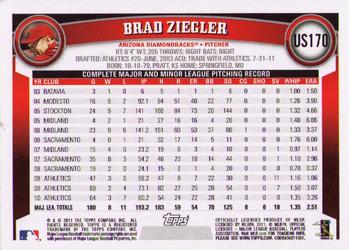 2011 Topps Update #US170 Brad Ziegler Back