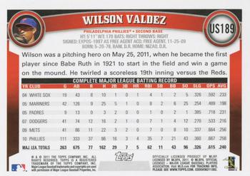 2011 Topps Update #US189 Wilson Valdez Back