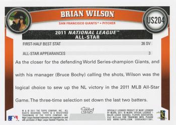 2011 Topps Update #US204 Brian Wilson Back