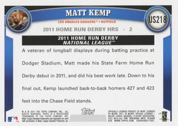 2011 Topps Update #US218 Matt Kemp Back