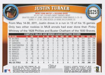 2011 Topps Update #US251 Justin Turner Back