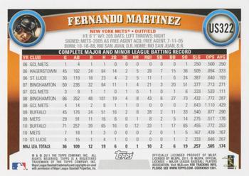 2011 Topps Update #US322 Fernando Martinez Back