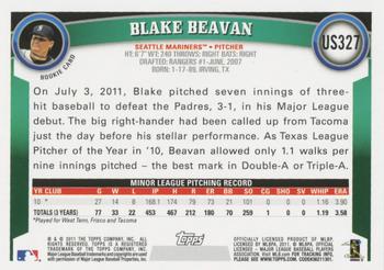 2011 Topps Update #US327 Blake Beavan Back