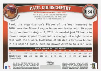 2011 Topps Update #US47 Paul Goldschmidt Back