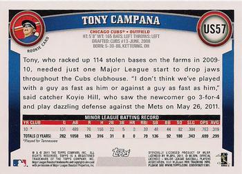 2011 Topps Update #US57 Tony Campana Back