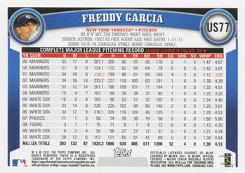 2011 Topps Update #US77 Freddy Garcia Back