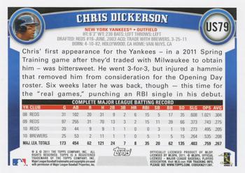 2011 Topps Update #US79 Chris Dickerson Back
