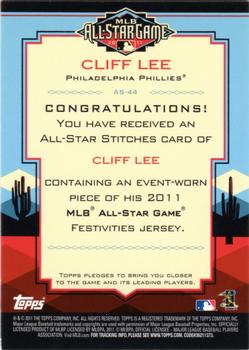 2011 Topps Update - All-Star Stitches #AS-44 Cliff Lee Back