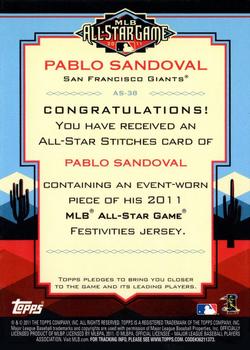 2011 Topps Update - All-Star Stitches #AS-38 Pablo Sandoval Back
