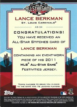 2011 Topps Update - All-Star Stitches #AS-34 Lance Berkman Back