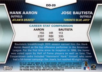 2011 Topps Update - Diamond Duos #DD-20 Hank Aaron / Jose Bautista Back